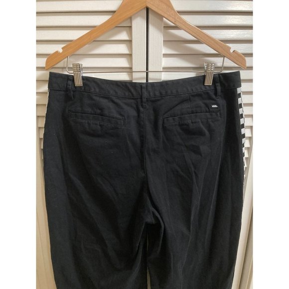 Vans Black Wide Leg Checkerboard Taping Pants Jean Button Up Legs Womens Size 30 - Picture 4 of 9